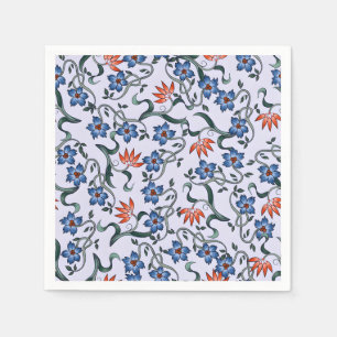 Lebendige blaue Blumengestecke mit grünen Reben Serviette