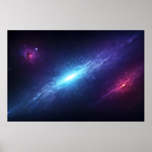 Lebendige Blaue Galaxie Supernova Weltraum Poster