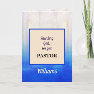 Lebendige blaue Pastor-Dankeskarten Karte
