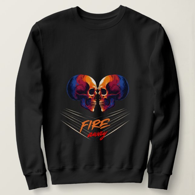 Lebendige blaue und orangefarbene Zwillings-Schäde Sweatshirt (Design vorne)