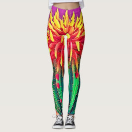 Lebendige blühende Kakteen Leggings