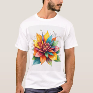 Lebendige Blume mit wirbelnden Blätter T-Shirt
