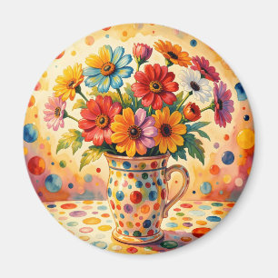 Lebendige Blumen, farbenfrohe Punkte, Magnet
