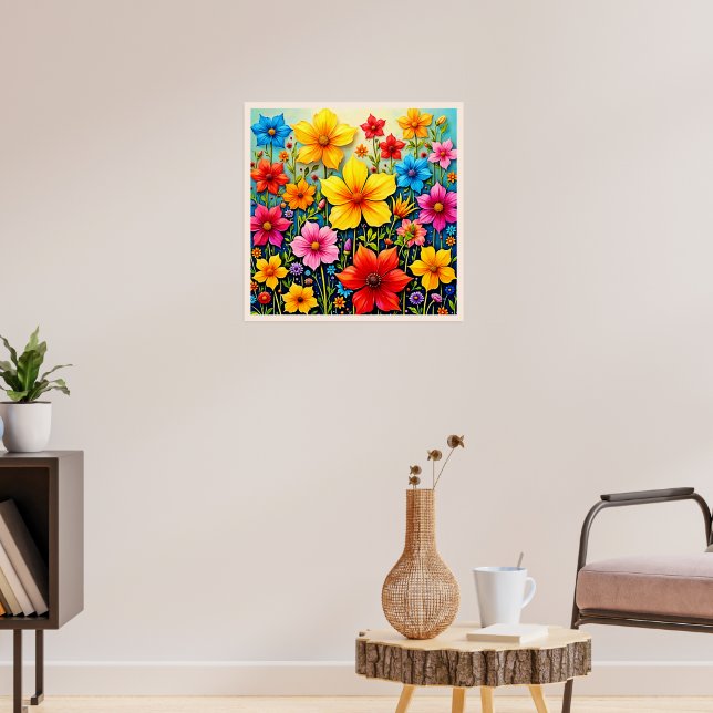 Lebendige Blumen: Garten der Freude Kunst Poster (Wohnzimmer 3)