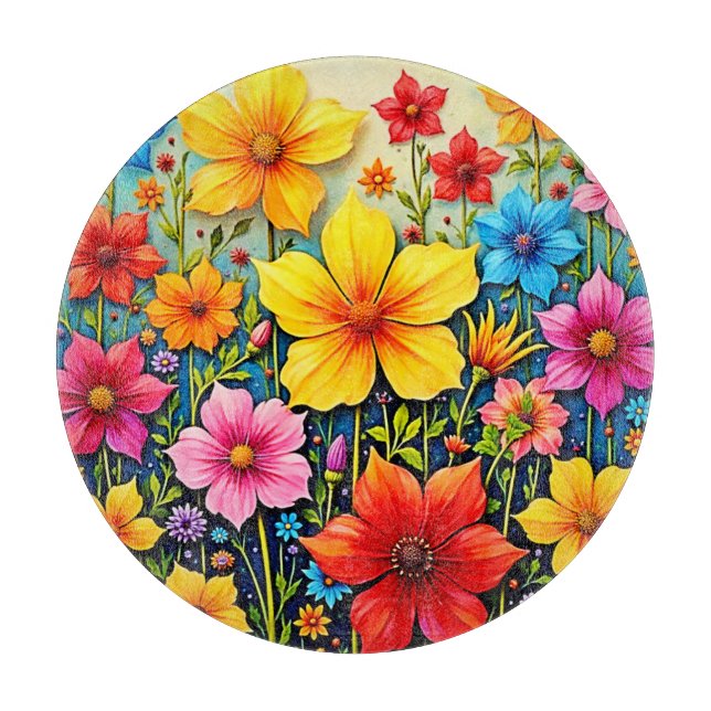 Lebendige Blumen: Garten der Freude Kunst Schneidebrett (Vorderseite)
