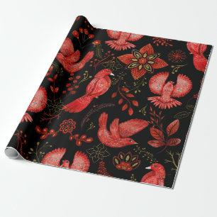 Lebendige Blumen- und Blattmusterdesigns Geschenkpapier