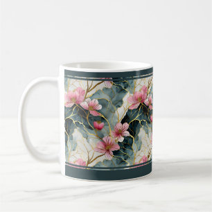 Lebendige Blumenvase mit asiatischem Design Kaffeetasse