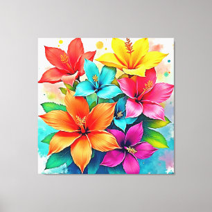 Lebendige Blüten: Tropisches Florales Magie-Design Leinwanddruck