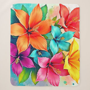 Lebendige Blüten: Tropisches Florales Magie-Design Sherpadecke