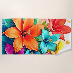 Lebendige Blüten: Tropisches Florales Magie-Design Strandtuch