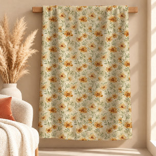 Lebendige Boho-Rost-Terrakotta-Sage-Blumen-Decke Sherpadecke