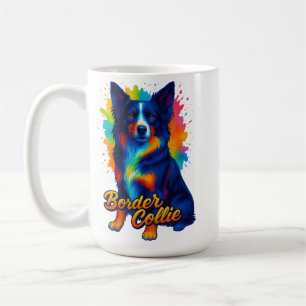 Lebendige Border Collie Pop Art Kaffeetasse