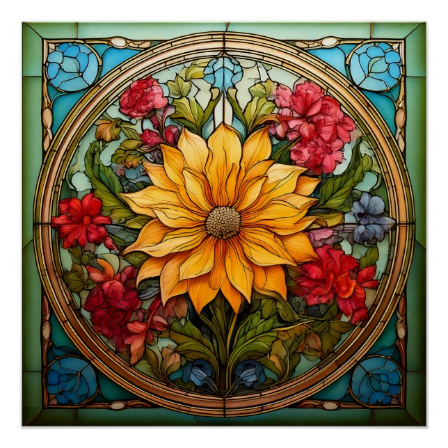 Lebendige botanische Blüte Poster (Vorderseite)