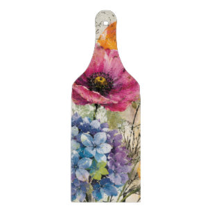 Lebendige botanische Mixed-Media-Collage-Kunst Schneidebrett
