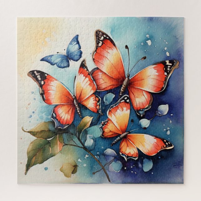 Lebendige Butterfly Wasserfarbe Künstlerisch Puzzle (Vertikal)
