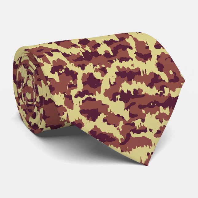 Lebendige Camouflage Doodle Retro Schwarz und Rot  Krawatte (Gerollt)