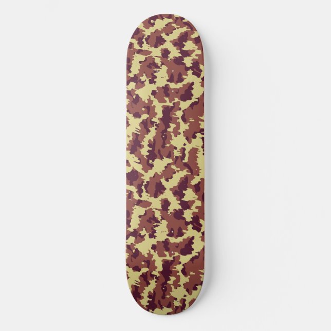 Lebendige Camouflage Doodle Retro Schwarz und Rot  Skateboard (Vorderseite)