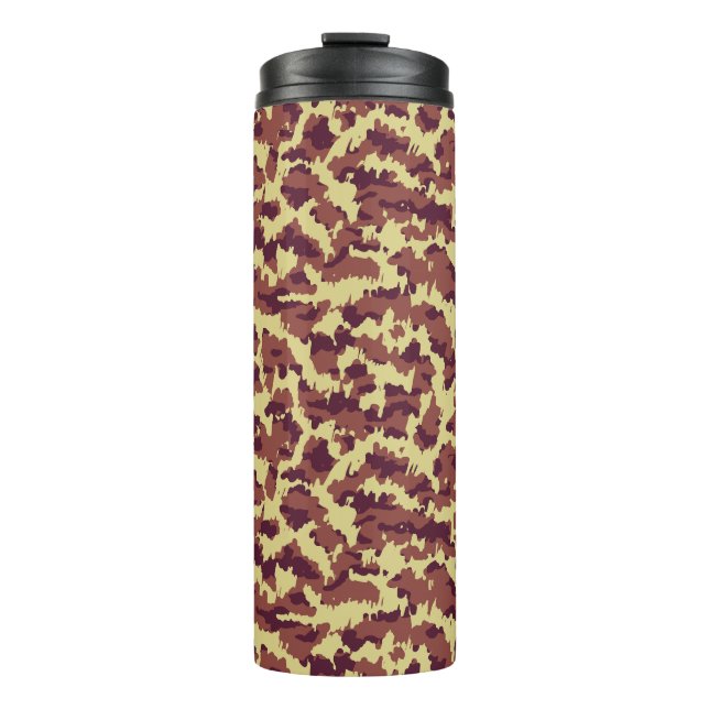 Lebendige Camouflage Doodle Retro Schwarz und Rot  Thermosbecher (Vorderseite)