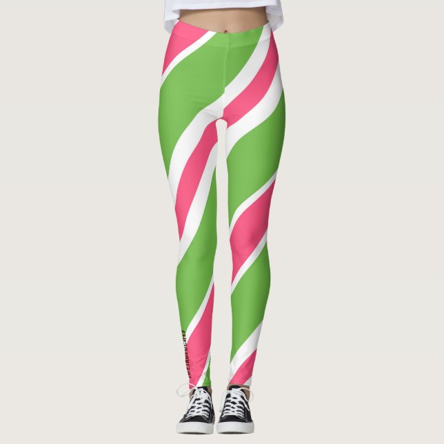 Lebendige Candy Stripe Abstract Leggings (Vorderseite)