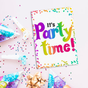 Lebendige Confetti Es ist Party Zeit! Celebration Einladung