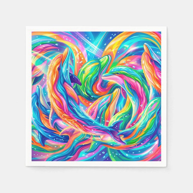 Lebendige Delfintraumlandschaft – psychedelisches  Serviette (Vorderseite)