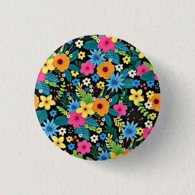 Lebendige Ditsy-Blumen Blumenmuster Design-43785 Button (Vorderseite)