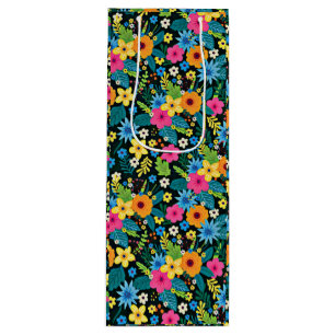 Lebendige Ditsy-Blumen Blumenmuster Design-43785 Geschenktüte Für Weinflaschen