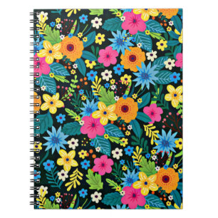 Lebendige Ditsy-Blumen Blumenmuster Design-43785 Notizblock