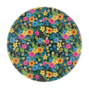 Lebendige Ditsy-Blumen Blumenmuster Design-43785 Schneidebrett