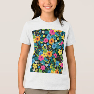 Lebendige Ditsy-Blumen Blumenmuster Design-43785 Tri-Blend Shirt