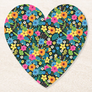 Lebendige Ditsy-Blumen Blumenmuster Design-43785 Untersetzer