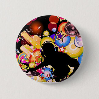 Lebendige DJ-Musik-Wandkunst | Moderner Glänzender Button