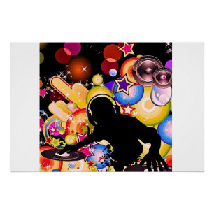 Lebendige DJ-Musik-Wandkunst Moderner Glänzender Poster