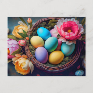 Lebendige elegante festliche Osterillustration Postkarte