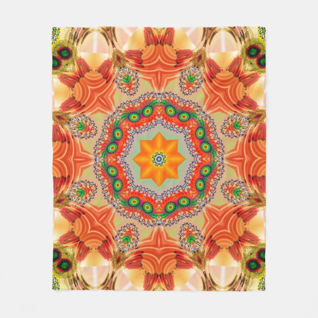 Lebendige Energiefarben: Mandala-Design. Fleecedecke (Vorderseite)