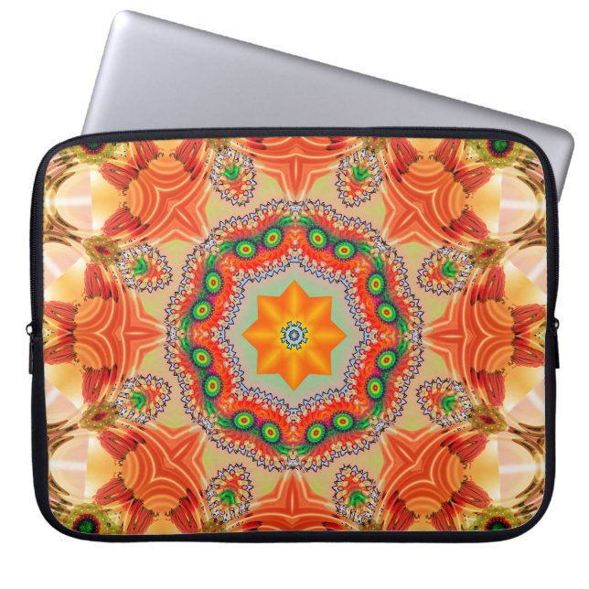 Lebendige Energiefarben: Mandala-Design. Laptopschutzhülle (Vorderseite)