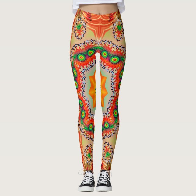 Lebendige Energiefarben: Mandala-Design. Leggings (Vorderseite)