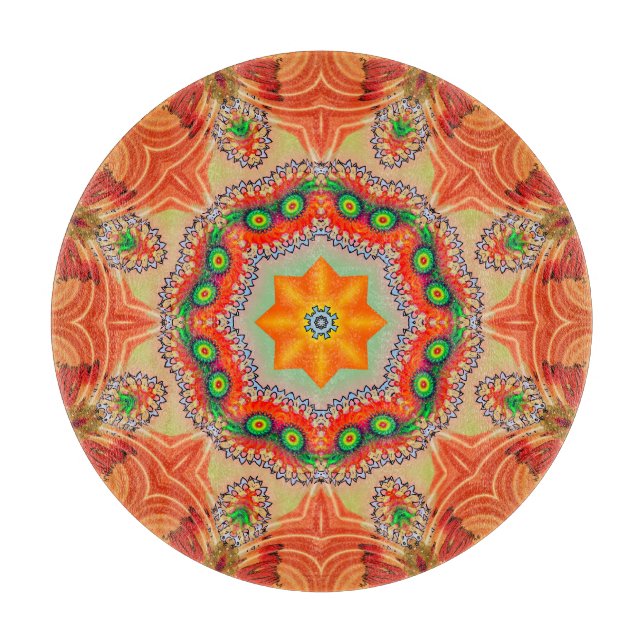 Lebendige Energiefarben: Mandala-Design. Schneidebrett (Vorderseite)