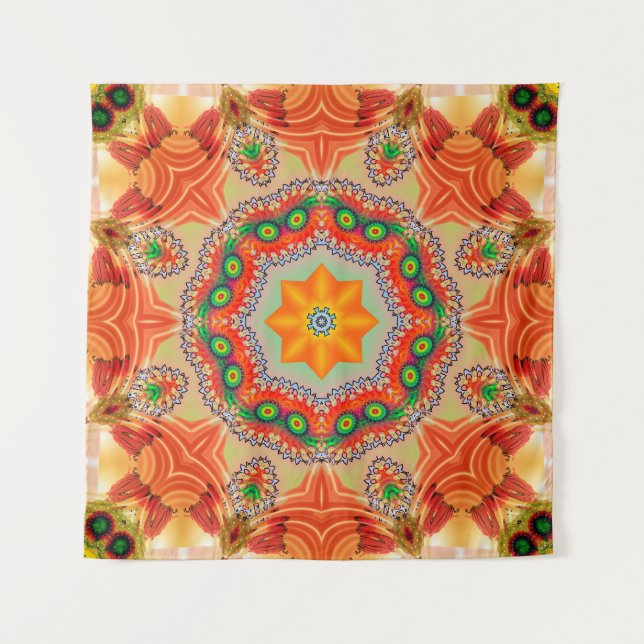 Lebendige Energiefarben: Mandala-Design. Wandteppich (Vorderseite)