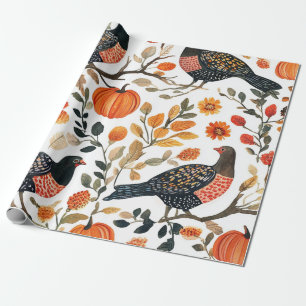 Lebendige Erdig Wasserfarben Vögel - Bohemian Flai Geschenkpapier