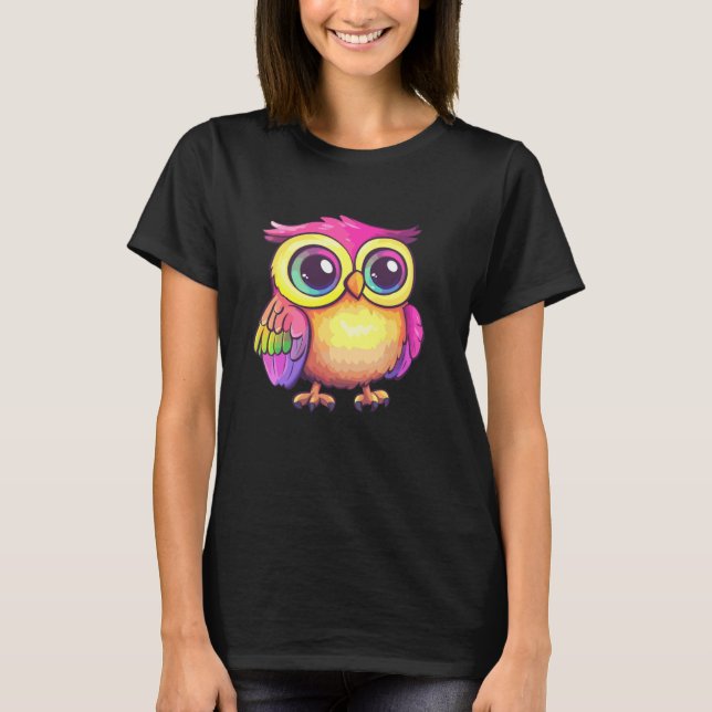 Lebendige Eulenillustration T-Shirt (Vorderseite)