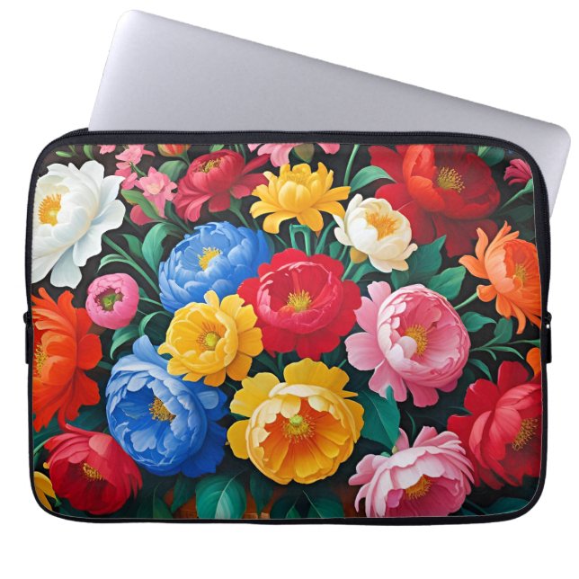 Lebendige Farben, auffallende Blumen, Laptopschutzhülle (Vorderseite)