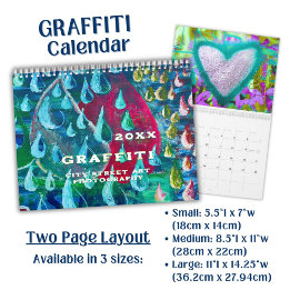 Lebendige farbenfrohe Graffiti-Straßenkunstfotogra Kalender