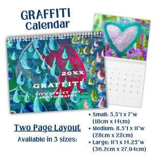 Lebendige farbenfrohe Graffiti-Straßenkunstfotogra Kalender
