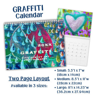 Lebendige farbenfrohe Graffiti-Straßenkunstfotogra Kalender