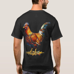 Lebendige farbenfrohe Hahn-Illustrationskunst T-Shirt