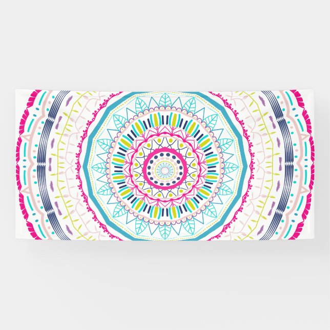 Lebendige farbenfrohe Mandala-Kunst Banner (Horizontal)