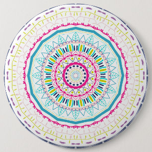 Lebendige farbenfrohe Mandala-Kunst Button