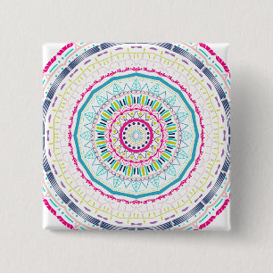Lebendige farbenfrohe Mandala-Kunst Button