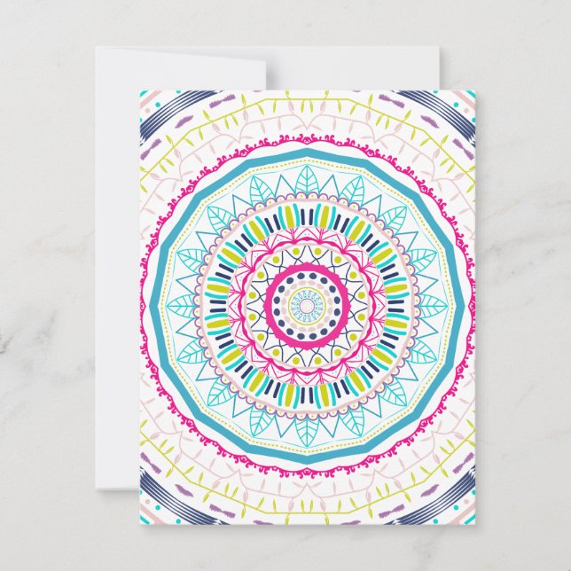 Lebendige farbenfrohe Mandala-Kunst Einladung (Vorderseite)